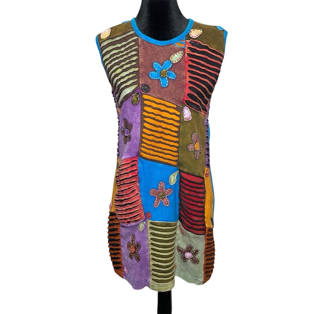 BOHO Hippie Patchwork Razor Cut Dress